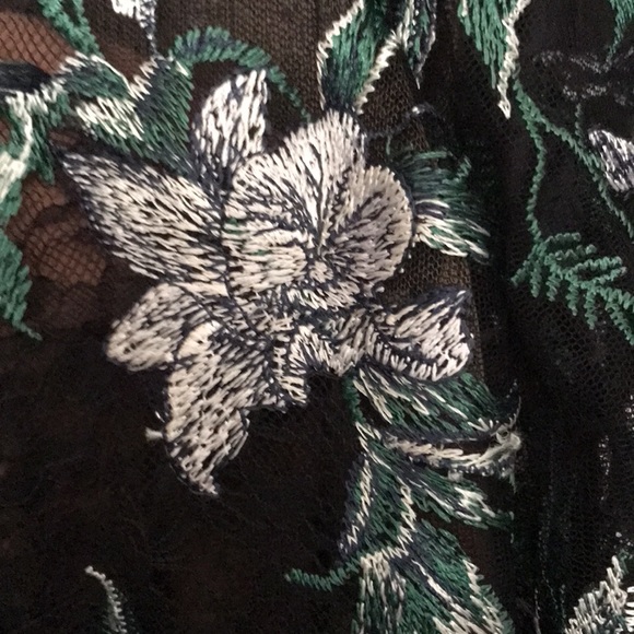 Marchesa Short Sleeve Embroidered Cocktail Dress - Picture 3 of 9